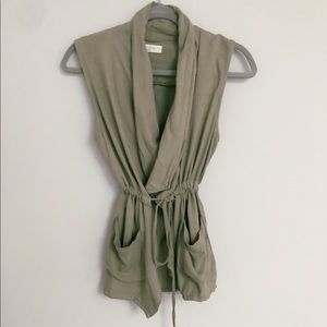 Olive Green tie waist jacket vest
